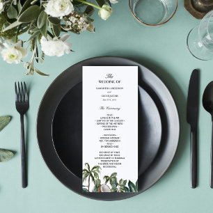 Trendy Tropical Watercolor Green Leaves Menu