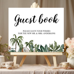 Trendy Tropical Watercolor Green Leaves Poster