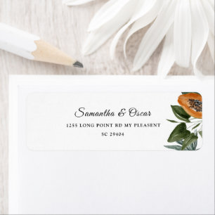 Trendy Tropical Watercolor Green Leaves Return Address Label