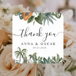 Trendy Tropical Watercolor Green Leaves Square Sticker<br><div class="desc">Trendy Tropical Watercolor Green Leaves</div>