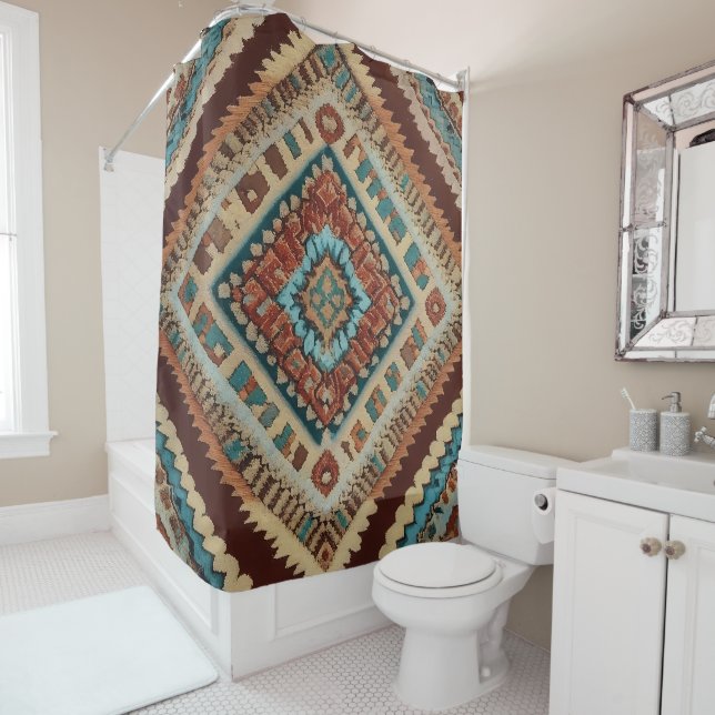 Trendy Turkish Beautiful Old Pattern Collection Shower Curtain (In Situ)