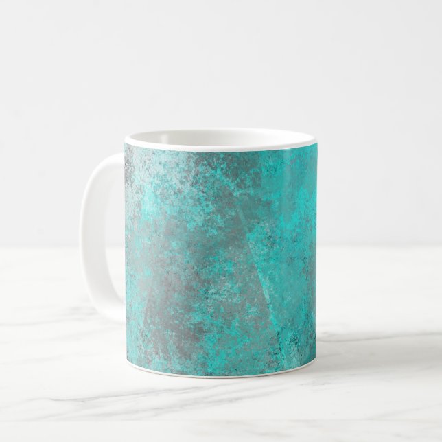 Trendy Turquoise and grey colours Coffee Mug (Front Left)