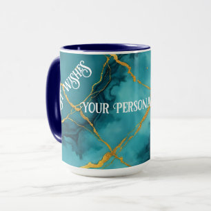 Trendy Turquoise Blue Gold Marble Collection Mug