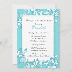 Trendy Turquoise Floral Bridal Shower Invitation