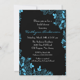 Trendy Turquoise Floral Bridal Shower Invitation