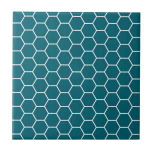 Trendy Turquoise Geometric Hexagon Pattern Ceramic Tile