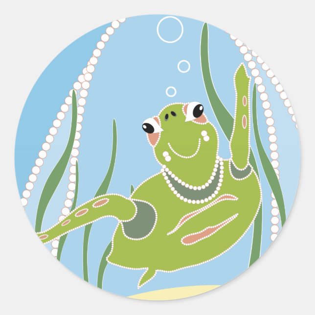 Trendy Turtle Classic Round Sticker (Front)