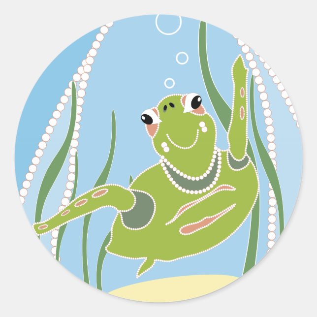 Trendy Turtle Classic Round Sticker (Front)