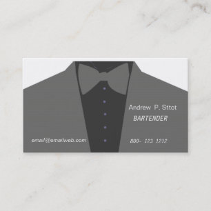 Trendy Tuxedo Catering Bartender Professional Business Card