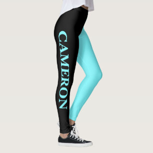 Trendy Two Colours Name Black and Electric Blu Leggings