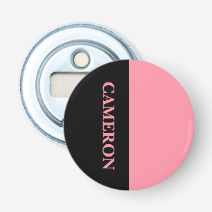 Trendy Two Colours Name Black and Salmon Pink Bottle Opener