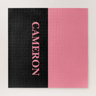 Trendy Two Colours   Name   Black and Salmon Pink Jigsaw Puzzle