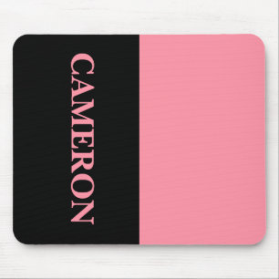 Trendy Two Colours Name Black and Salmon Pink Mouse Pad
