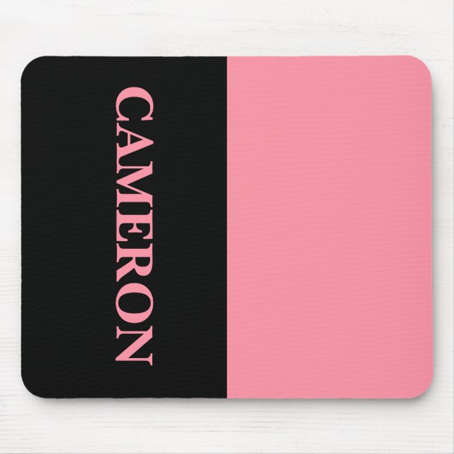 Trendy Two Colours | Name | Black and Salmon Pink Mouse Pad (Front)