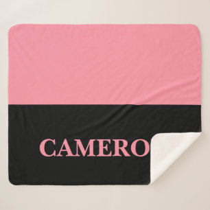 Trendy Two Colours Name Black and Salmon Pink Sherpa Blanket