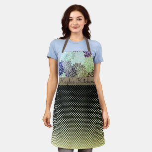 Trendy Two Tone Floral Chequered Personalised Apron