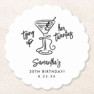 Trendy Tying Up Her Twenties 30th Birthday Paper Coaster