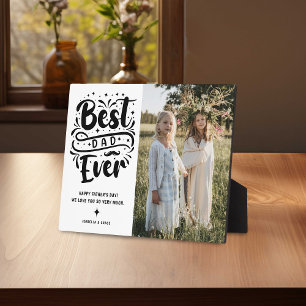 Trendy Typography Best Dad Ever Photo Plaque