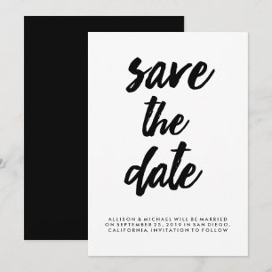 Trendy Typography Black and White Save the Date Invitation