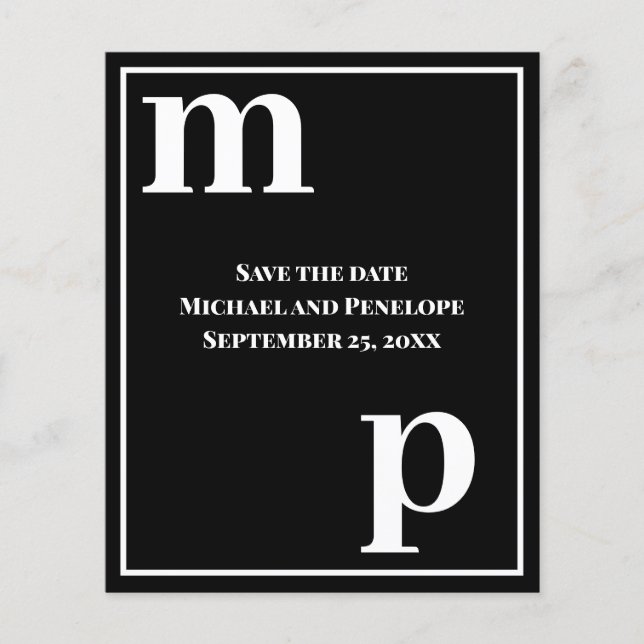 Trendy Typography Black Budget Save the Date  Flyer (Front)