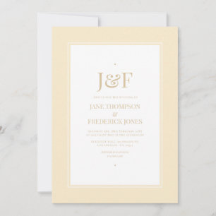 Trendy Typography Champagne and Ivory Wedding Invitation