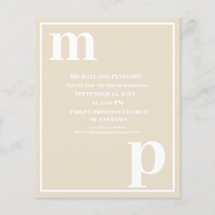 Trendy Typography Champagne Beige Budget Wedding Flyer