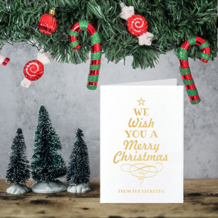 Trendy Typography Christmas Tree Holiday Foil Card