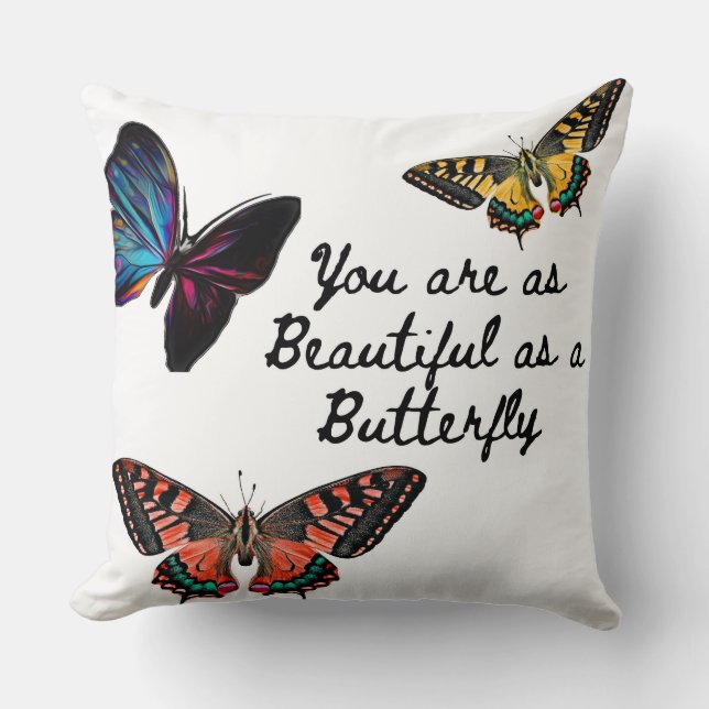 Trendy typography colourful butterfly summer  cushion (Front)