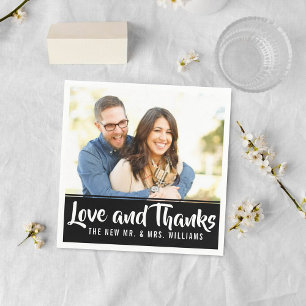Trendy Typography Custom Photo Wedding Thank You Napkin