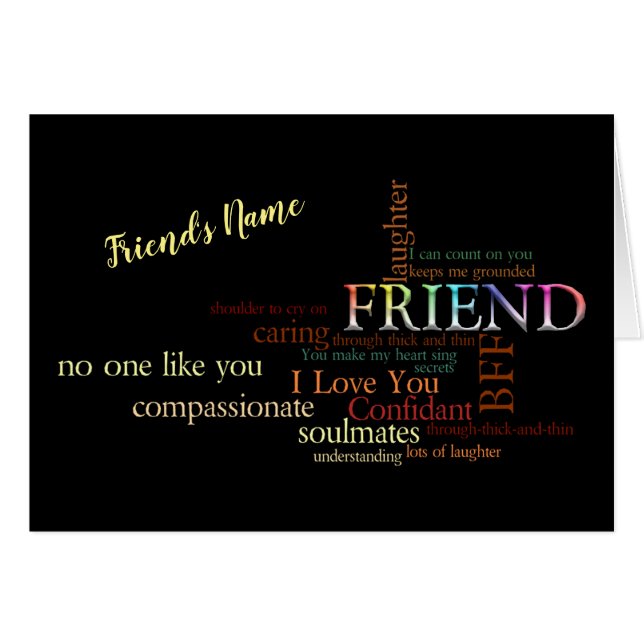 Trendy Typography Friendship Words Card (Front Horizontal)