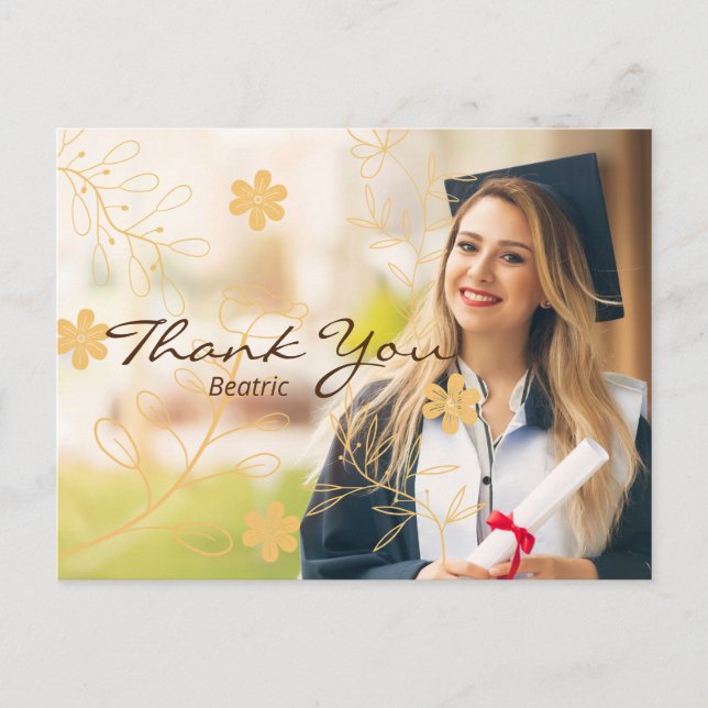 Trendy Typography Graduation Thank Holiday Postcard (Front)