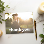 Trendy Typography Graduation Thank You Postcard<br><div class="desc">This Thank you postcard goes perfectly with our Retro-style Graduation announcement cards. Simply customise all of your details and a photo from your graduation to simply say thanks! Additional colours and designs are available in my zazzle store or for further customisation message me</div>