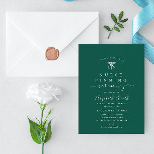 trendy typography green nurse pinning ceremony invitation