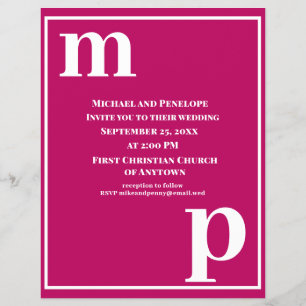 Trendy Typography Magenta Budget Wedding Invite Flyer