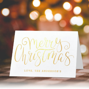 Trendy Typography Merry Christmas Foil Card