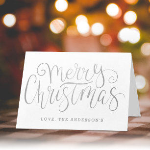 Trendy Typography Merry Christmas Foil Card
