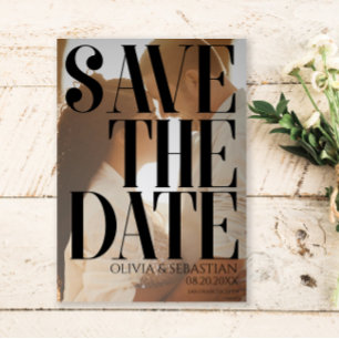 Trendy Typography Overlay Text Photo Wedding  Save The Date