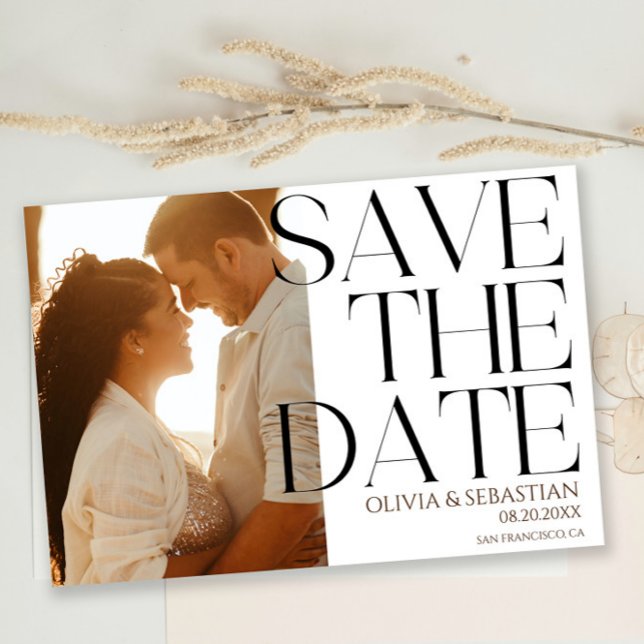 Trendy Typography Overlay Text Photo Wedding  Save The Date (Creator Uploaded)
