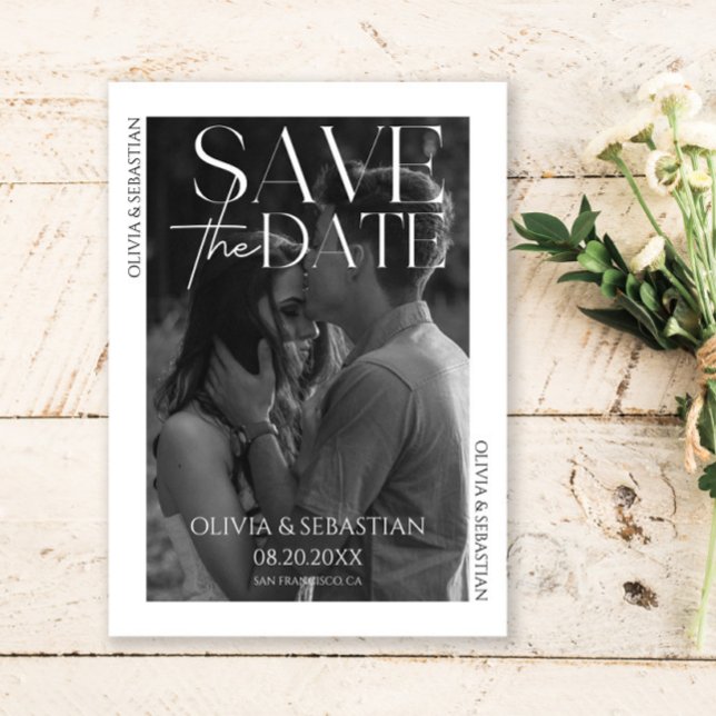 Trendy Typography Overlay Text Photo Wedding  Save The Date (Creator Uploaded)
