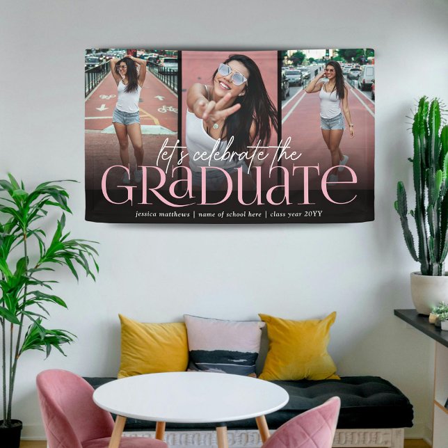 Trendy Typography Photo Collage Graduation Party Banner (Creator Uploaded)