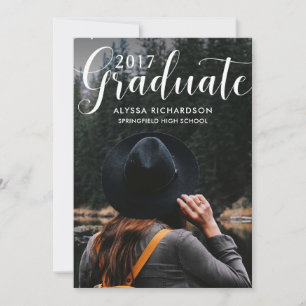 Trendy Typography Photo Graduation Party Invitation