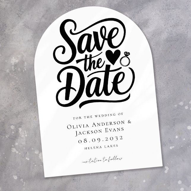 Trendy Typography Ring Heart Wedding Save The Date (Creator Uploaded)