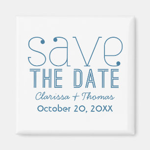 Trendy Typography Save the Date Magnet, Blue Magnet