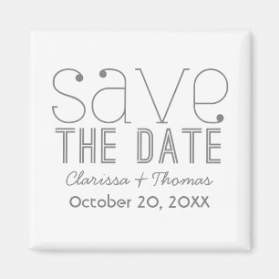 Trendy Typography Save the Date Magnet, Grey Magnet