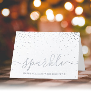 Trendy Typography "Sparkle" Christmas Holiday Foil Card