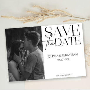 Trendy Typography Text Photo Wedding  Save The Date