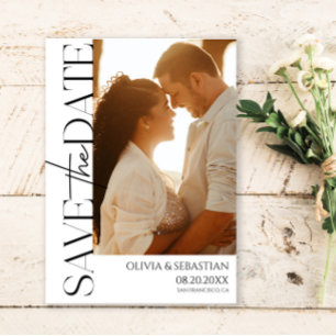 Trendy Typography Text Photo Wedding Save The Date