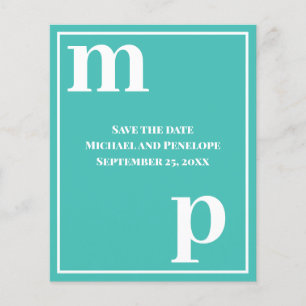 Trendy Typography Turquoise Budget Save the Date Flyer