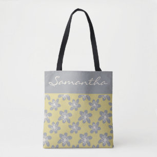 Trendy Ultimate Grey & Yellow floral pattern Tote Bag