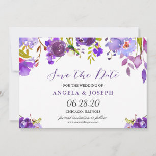 Trendy Ultra Violet Purple Floral Save the Date